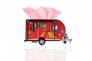 Homeroots Red Camper Trailer Model Tissue Holder  Metal 376334