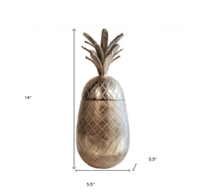 Homeroots Pineapple Storage Aluminium Decor  Metal 376339