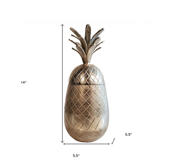 Homeroots Pineapple Storage Aluminium Decor  Metal 376339
