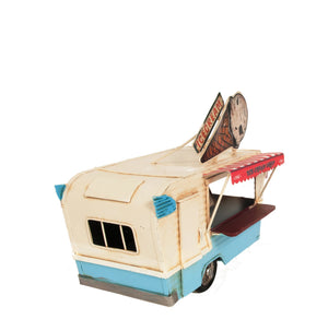 Homeroots Ice Cream Trailer Metal Model - Handcrafted Tin Design With Turnable Wheels, Freezer & Retro Charm!  Metal 376342