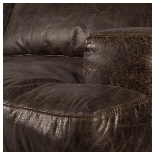 Homeroots 41" Black Faux Leather Distressed Club Chair   376350