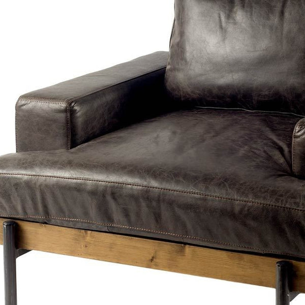 Homeroots 41" Black Faux Leather Distressed Club Chair   376350