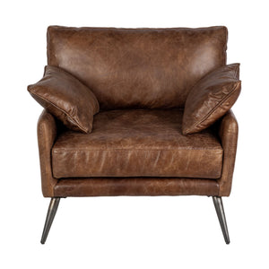 Homeroots 33" Brown Faux Leather Distressed Arm Chair - Stylish & Durable Seating For Home Decor Upgrade!   376352