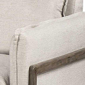 Homeroots 42" Cream And Wood Brown Linen Arm Chair   376353