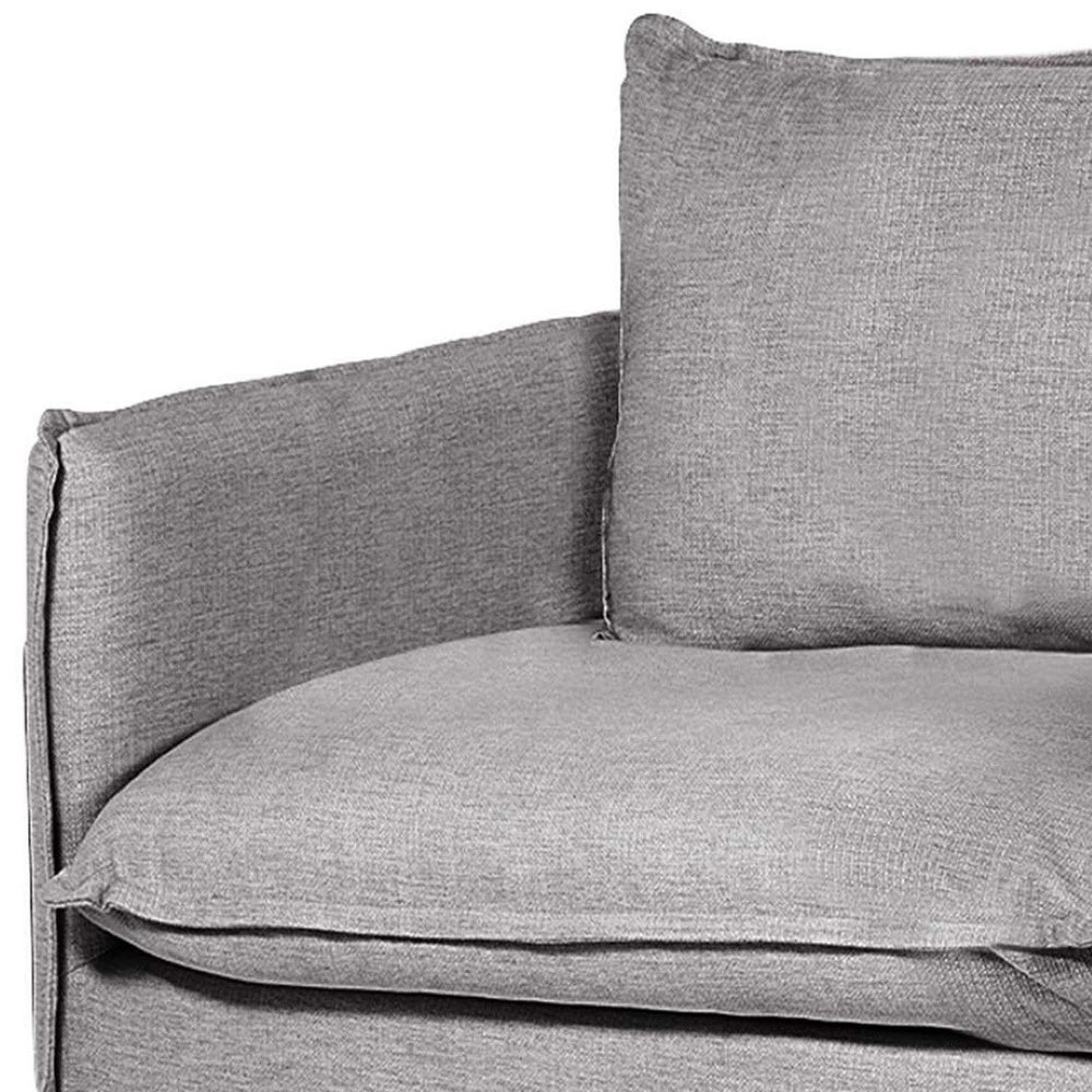 HomeRoots 42" Gray Linen Arm Chair with Brown Wood Accents – Stylish, Comfortable Seating for Any Room 376355