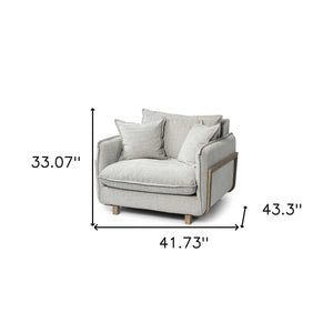 Homeroots 42" Gray And Wood Brown Fabric Arm Chair   376357