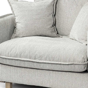 Homeroots 42" Gray And Wood Brown Fabric Arm Chair   376357