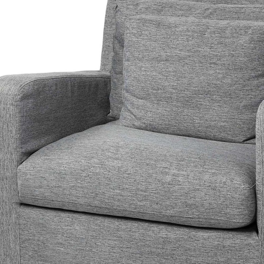HomeRoots 38" Gray and Brown Linen Arm Chair - Elegant Upholstered Seating with Solid Wood Frame for Comfort 376360