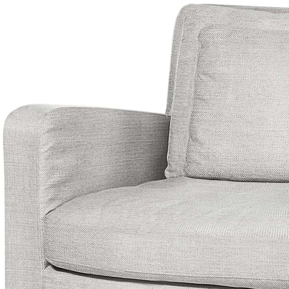 HomeRoots 38" Light Gray and Brown Linen Arm Chair - Modern Comfort, Stylish Design for Any Living Space 376361