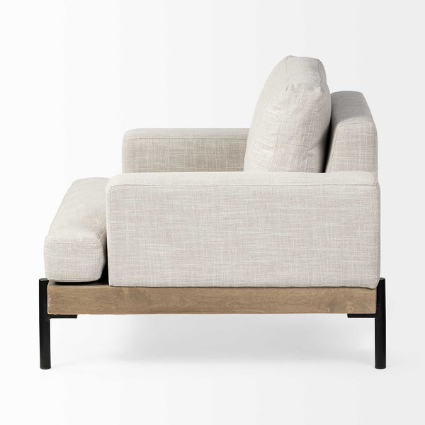 Homeroots 41" Cream And Black Fabric Arm Chair   376362