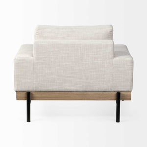 Homeroots 41" Cream And Black Fabric Arm Chair   376362