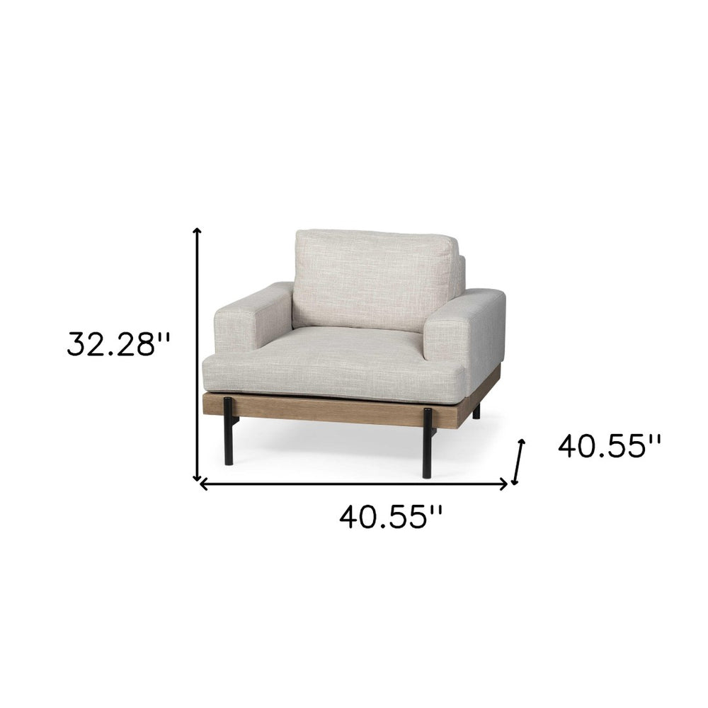 HomeRoots 41" Cream and Black Fabric Arm Chair - Modern Comfort with Stylish Design for Any Living Space 376362