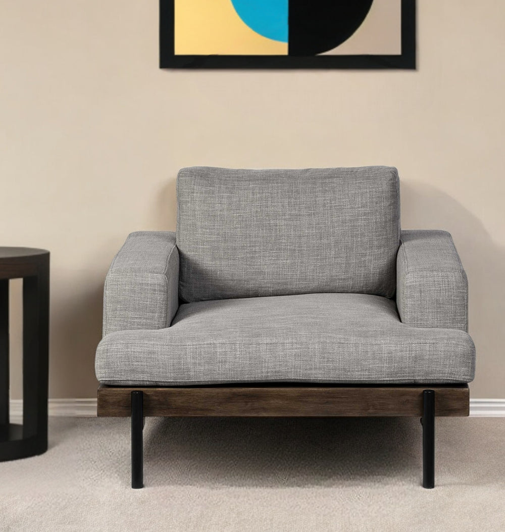 Homeroots 41" Gray And Black Fabric Club Chair   376363