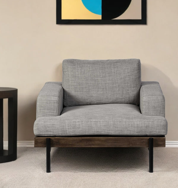 Homeroots 41" Gray And Black Fabric Club Chair   376363