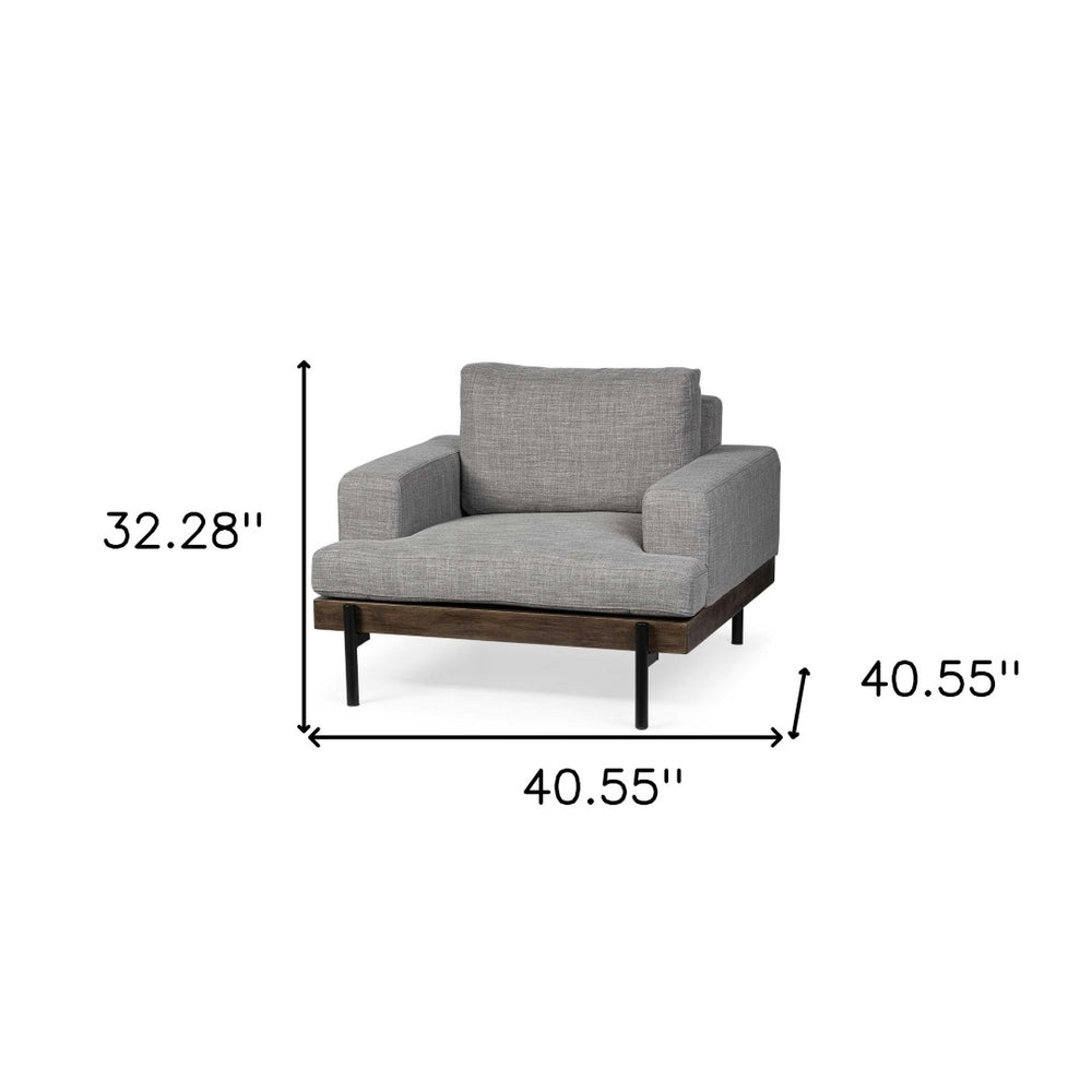 HomeRoots 41" Gray and Black Fabric Club Chair - Modern Comfort, Durable Design for Stylish Living Spaces 376363