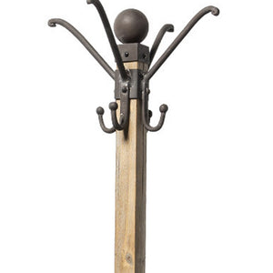 Homeroots Black Metal And Wooden Coat Rack With Multiple Hooks  Wood 376366