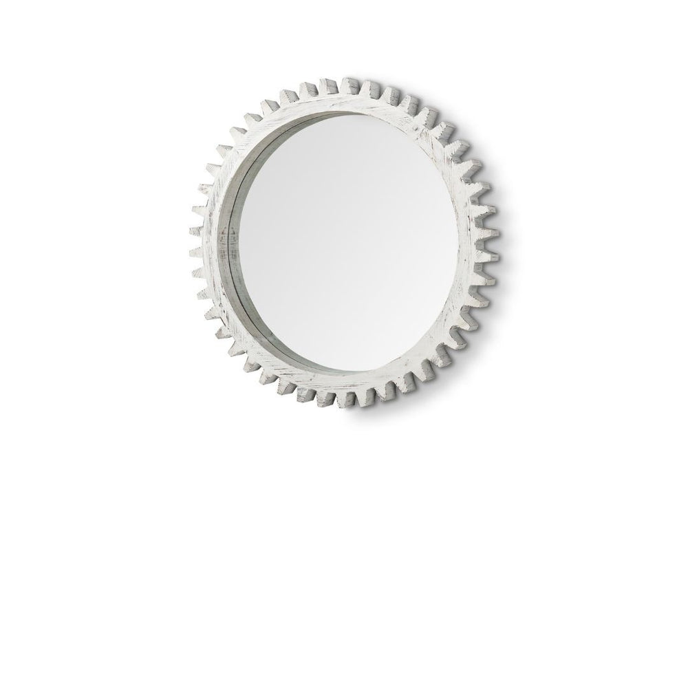 HomeRoots 35" Abstract White Framed Accent Mirror - Stylish, Modern Design for Living Rooms & Entryways 376371