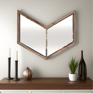 Homeroots 23" Brown Novelty Framed Accent Mirror  Wood 376373