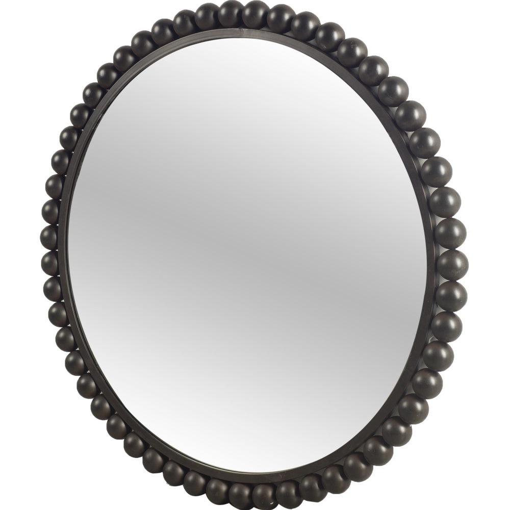 Homeroots 43" Round Black Metal Ball Frame Wall Mirror  Metal 376380