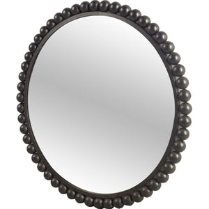 Homeroots 43" Round Black Metal Ball Frame Wall Mirror  Metal 376380