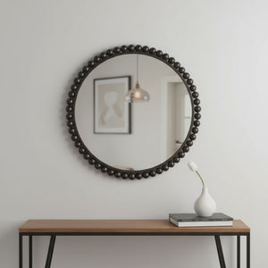 HomeRoots 43" Black Abstract Metal Framed Accent Mirror - Modern Minimalist Design for Stylish Home Décor 376380