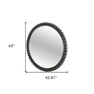 Homeroots 43" Round Black Metal Ball Frame Wall Mirror  Metal 376380