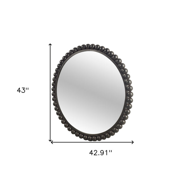 Homeroots 43" Round Black Metal Ball Frame Wall Mirror  Metal 376380