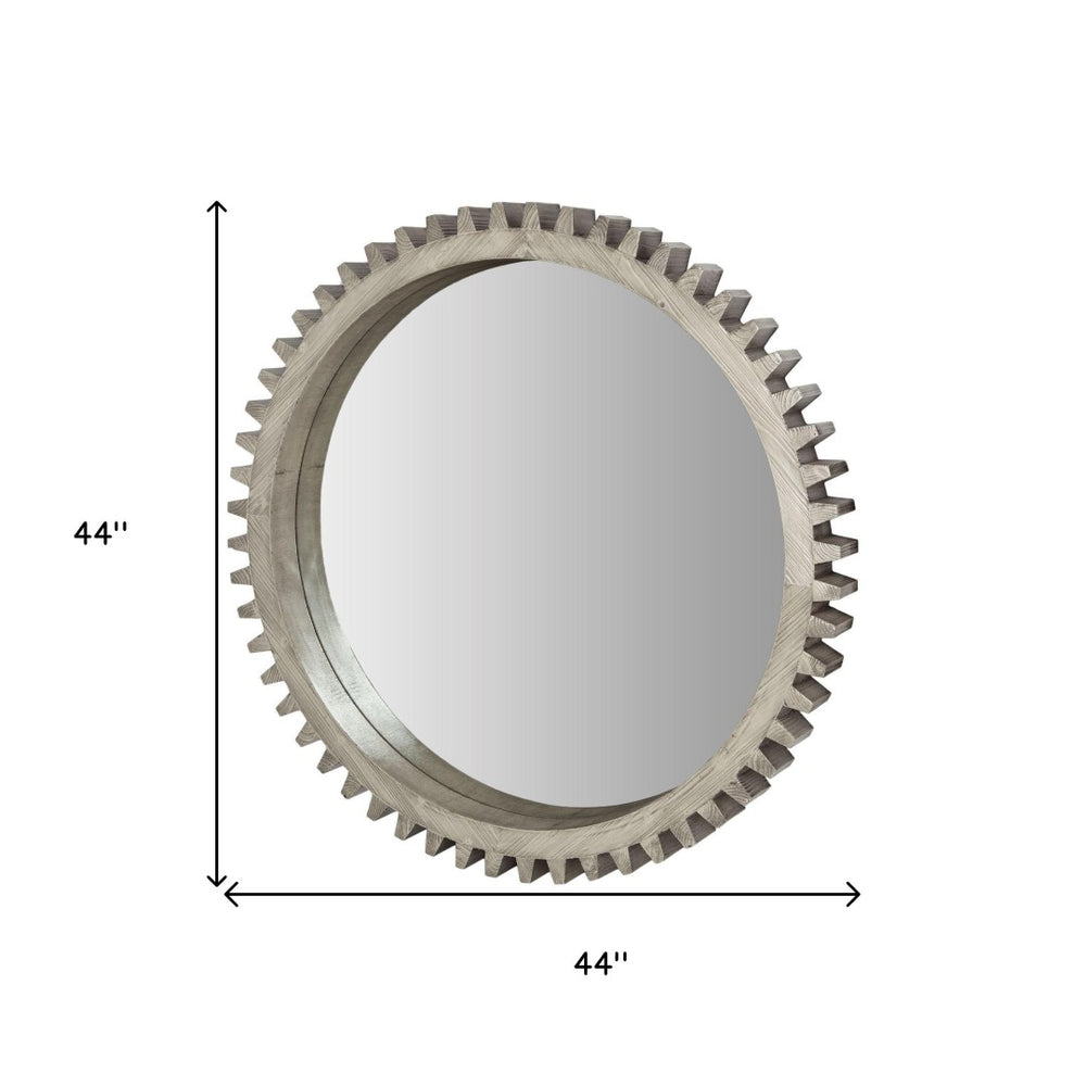 HomeRoots 44" Silver Abstract Wood-Framed Accent Mirror - Contemporary Geometric Design for Modern Spaces 376381