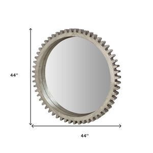 Homeroots 44" Round Silver Wood Frame Wall Mirror  Wood 376381