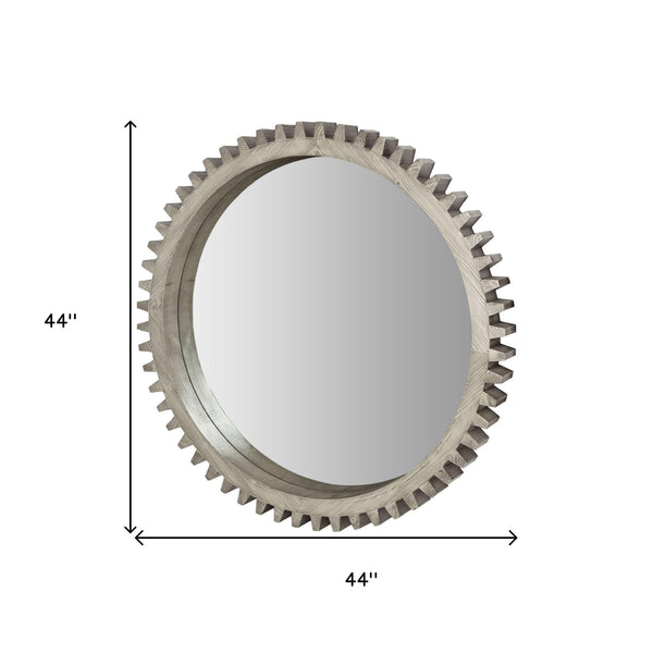 Homeroots 44" Round Silver Wood Frame Wall Mirror  Wood 376381