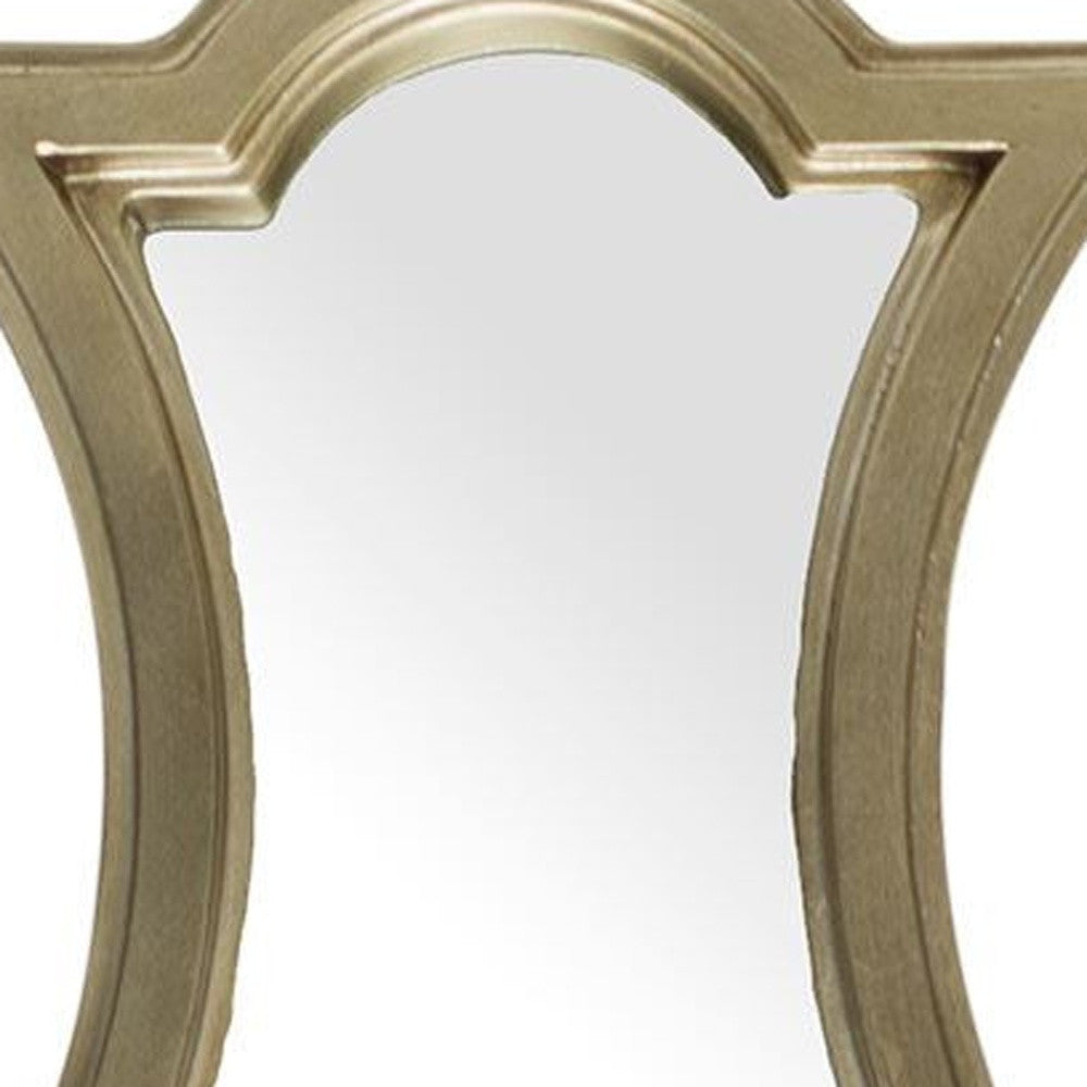 Homeroots 16" Gold Abstract Wood Framed Accent Mirror  Wood 376383