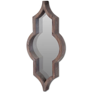 Homeroots 34" Dark Brown Novelty Framed Accent Mirror  Wood 376390