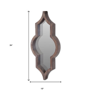 Homeroots 34" Dark Brown Novelty Framed Accent Mirror  Wood 376390