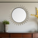 Homeroots 26" Gray Abstract Wood Framed Accent Mirror  Wood 376391