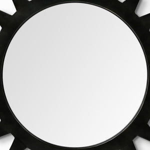 Homeroots 26" Black Cog Round Metal Frame Wall Mirror  Metal 376395
