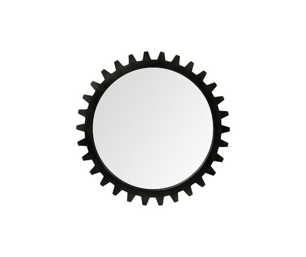 Homeroots 37" Round Black Metal Frame Wall Mirror  Metal 376396