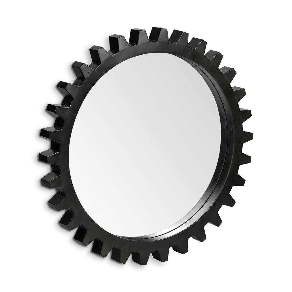 HomeRoots 37" Round Black Metal Frame Wall Mirror - Modern Industrial Design, Durable & Ready to Hang Accent 376396