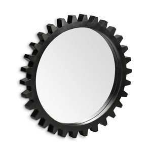 Homeroots 37" Round Black Metal Frame Wall Mirror  Metal 376396