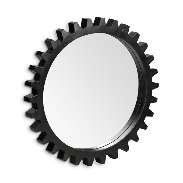 Homeroots 37" Round Black Metal Frame Wall Mirror  Metal 376396