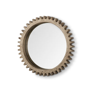 Homeroots 35" Round Natural Wood Frame Wall Mirror  Wood 376398