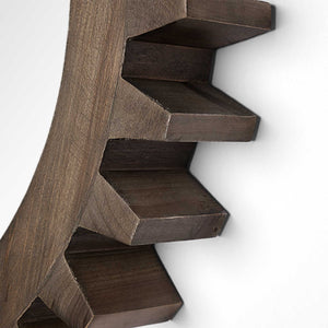 Homeroots 26" Round Natural Wood Frame Wall Mirror  Wood 376399