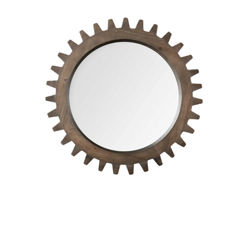 HomeRoots 26" Dark Brown Abstract Wood Framed Accent Mirror - Versatile Industrial Decor for Any Room Style 376399