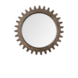 Homeroots 26" Round Natural Wood Frame Wall Mirror  Wood 376399