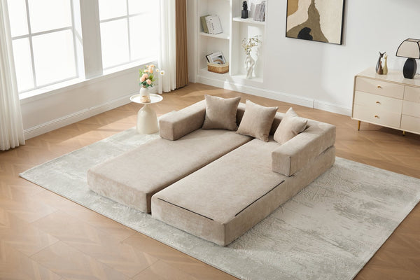 English Elm UNITED Folding Sofa Bed with Removable Cover Zipper, Chenille Memory Foam Sleeper for Small Spaces khaki W1568P293804