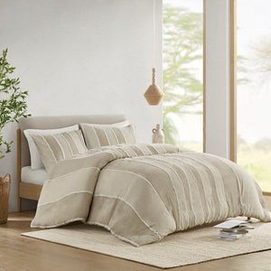 English Elm Full/Queen Boho Striped Cotton Duvet Cover Set with Clip Jacquard Trim, OEKO-TEX, Machine Washable B035P217803