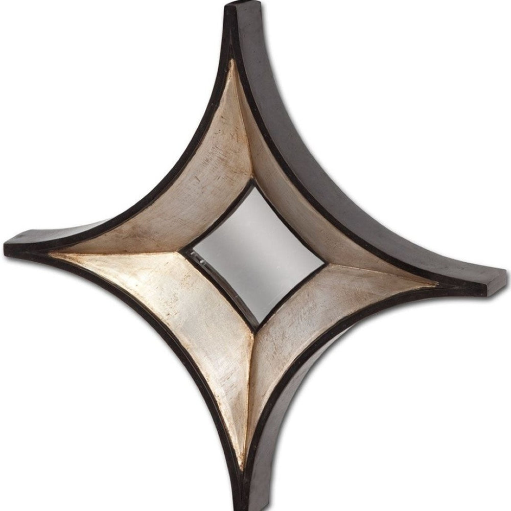 HomeRoots 17" Dark Brown Diamond Accent Mirror - Modern Geometric Design for Living Room & Office Decor 376402
