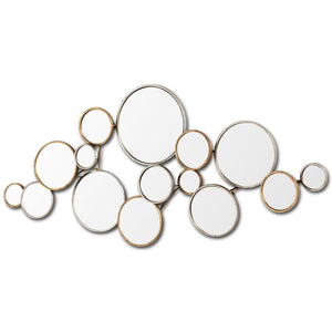 Homeroots 20" Gold And Silver Round Metal Framed Accent Mirror  Metal 376404