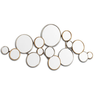 Homeroots 20" Gold And Silver Round Metal Framed Accent Mirror  Metal 376404