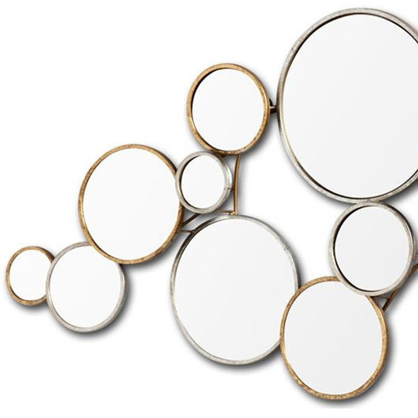 Homeroots 20" Gold And Silver Round Metal Framed Accent Mirror  Metal 376404