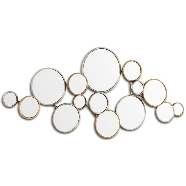 Homeroots 20" Gold And Silver Round Metal Framed Accent Mirror  Metal 376404